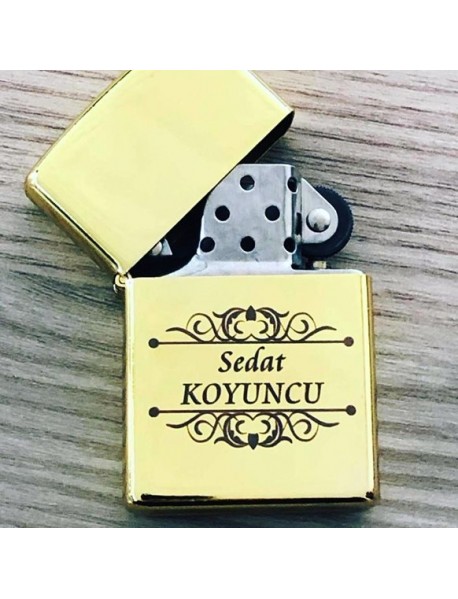 İsimli Gold Metal Zippo Benzinli Çakmak