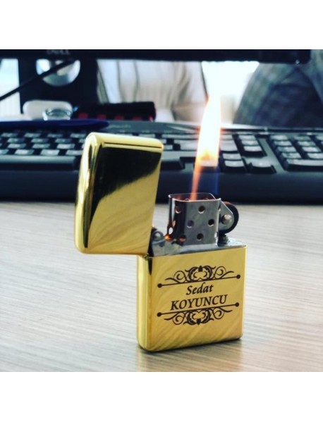 İsimli Gold Metal Zippo Benzinli Çakmak
