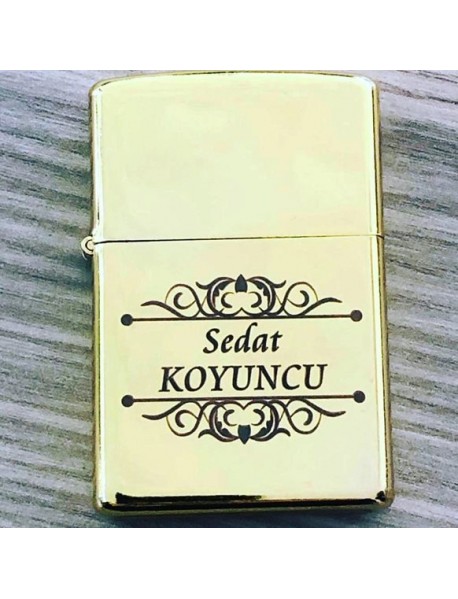 İsimli Gold Metal Zippo Benzinli Çakmak