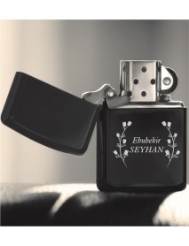 İsimli Siyah Metal Zippo Benzinli Çakmak