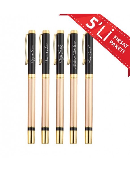 İsme Özel Lüks Metal Roller Kalem 5'li