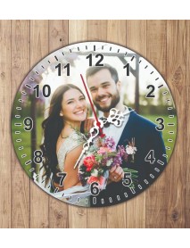 Fotoğraflı Ahşap Saat 