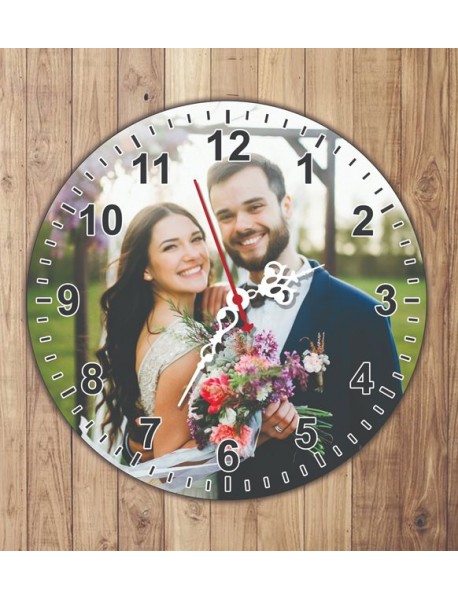 Fotoğraflı Ahşap Saat 