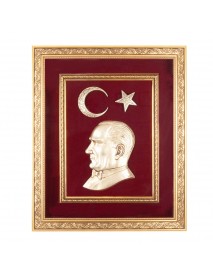 Öncü Kırmızı Atatürk Kabartmalı Tablo Öncü Kırmızı Atatürk Kabartmalı Tablo