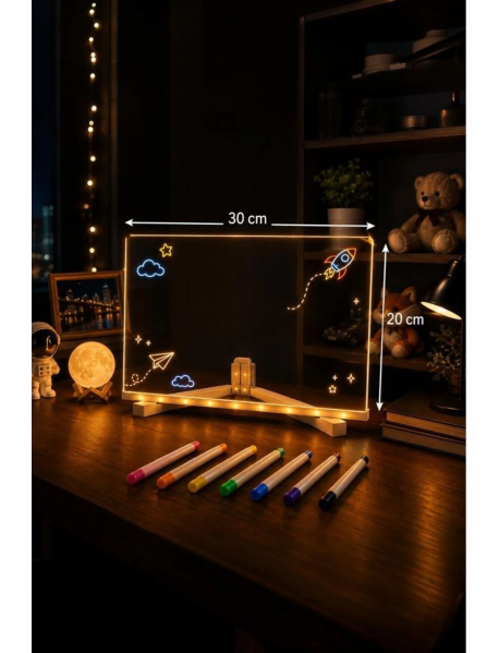 Torima Led Işıklı Çizim Boyama Tahtası 7 Adet Kalem Hediyeli Neon Işıklı Eğitici Not Tahtası Torima Led Işıklı Çizim Boyama Tahtası 7 Adet Kalem Hediyeli Neon Işıklı Eğitici Not Tahtası