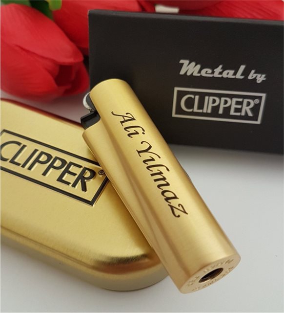 Kişiye Özel Metal Kılıflı Gold Clipper Çakmak