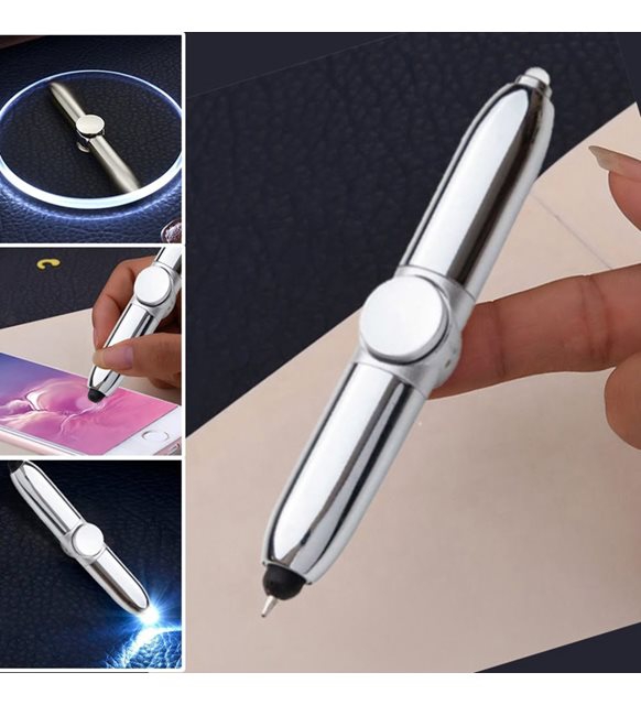 Led Işıklı Stres Çarkı Dokunmatik Uçlu Metal Kalem